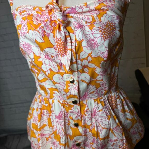 J Crew NWT Retail $98 Sz 10 Tie-front button-up peplum top floral cotton poplin - Picture 2 of 4